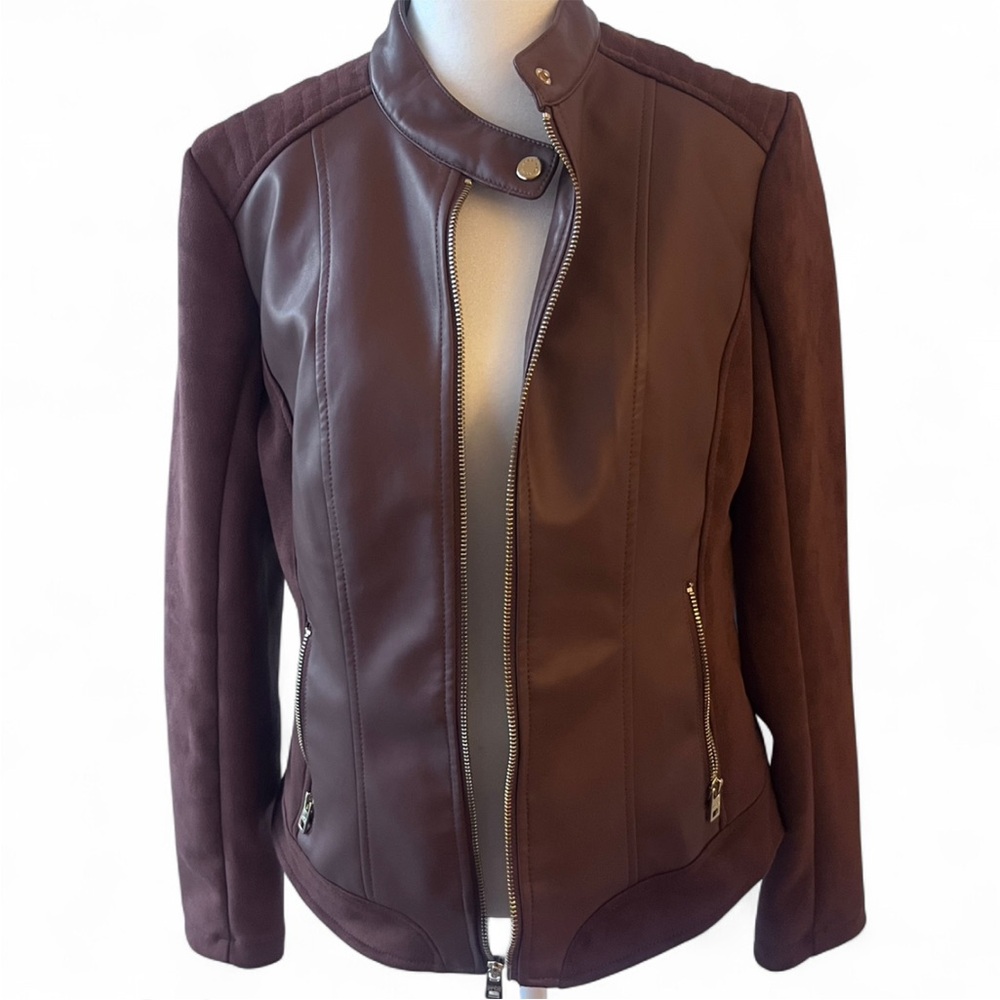 Marc New York brown ladies faux leather and suede jacket